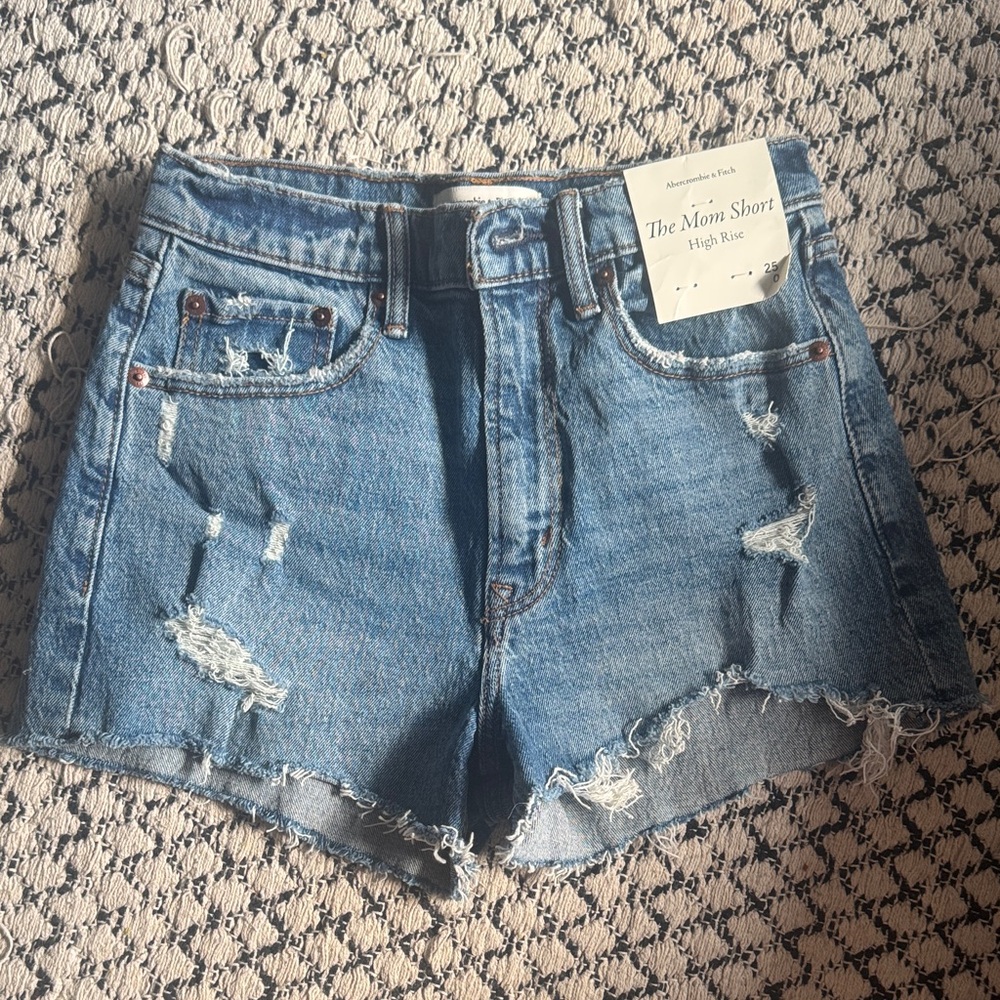 Abercrombie & Fitch Blue Distressed Jean Shorts